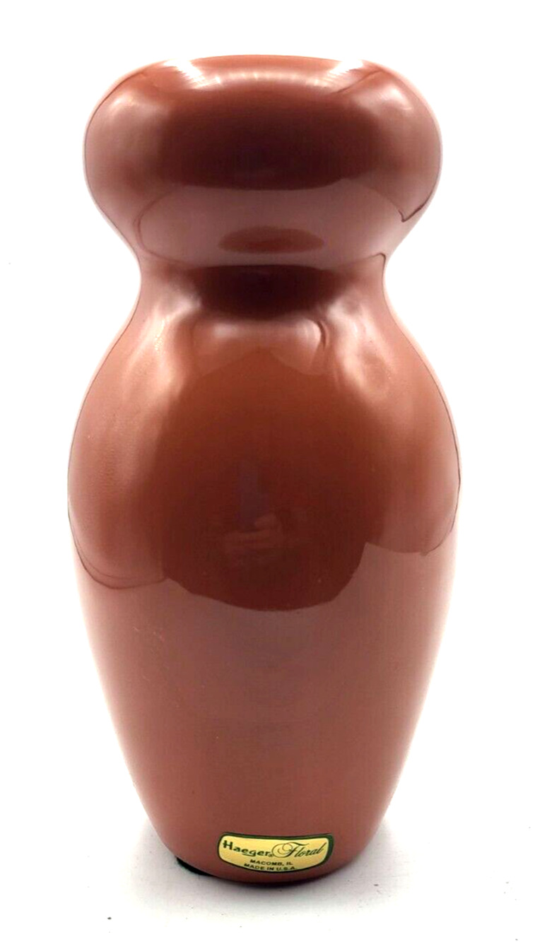 Vintage HAEGER Floral Burnt Orange Curvy Vase 8.5" with Original Sticker